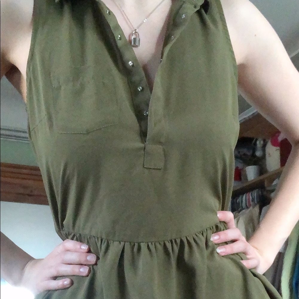 Olive green peplum blouse